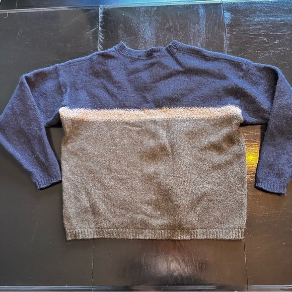 Vintage Eddie Bauer Large Wool Sweater Crewneck Green and Blue Retro Oversized - Picture 5 of 7